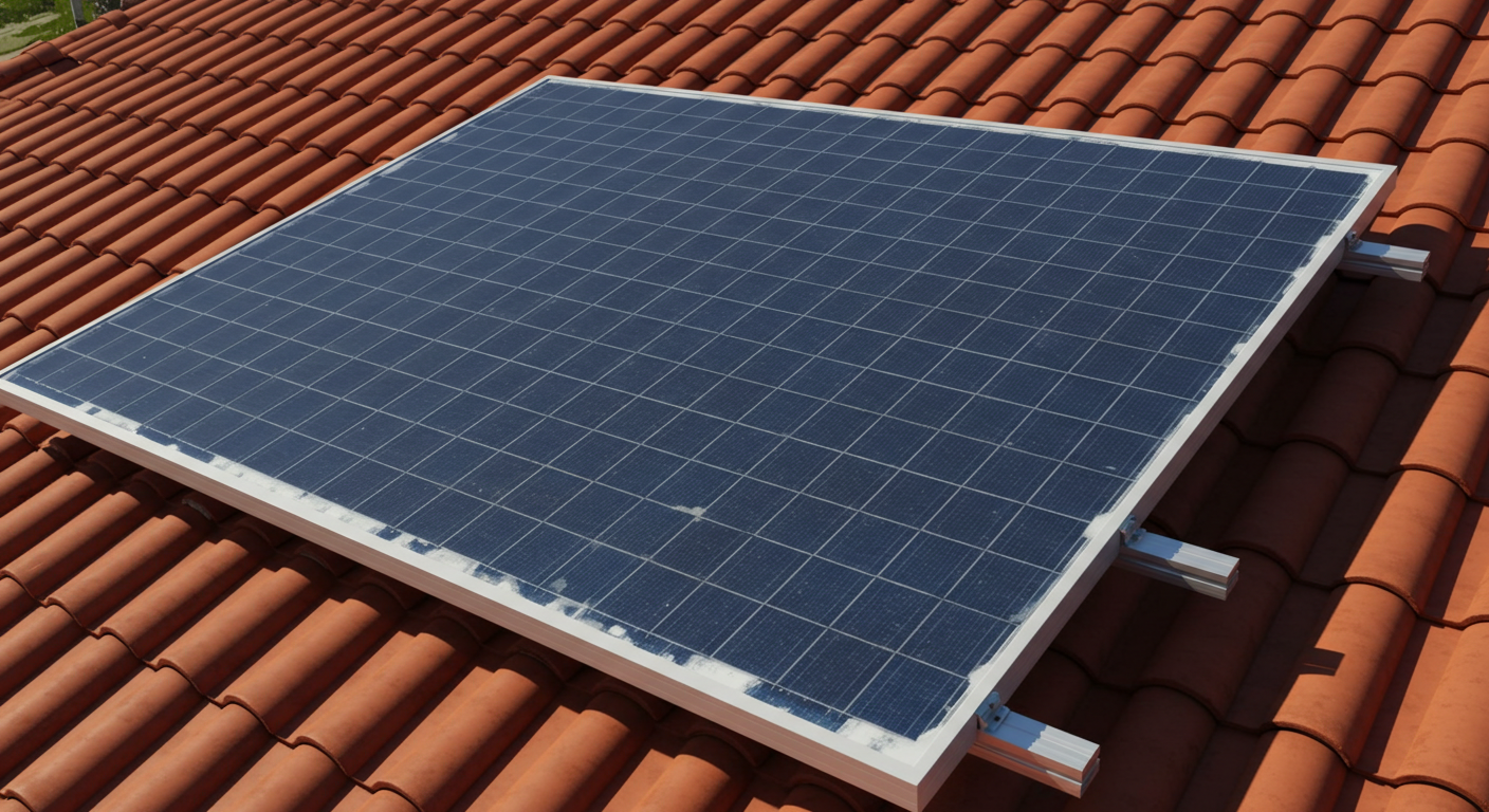 Painel solar depois da limpeza, brilhando ao sol